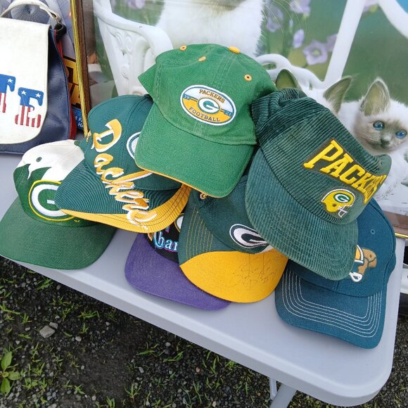 Vintage Greenbay Packers hat lot Rare hats shark ,hall of fame & more